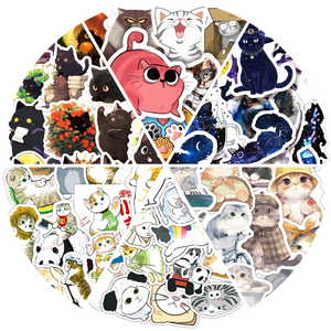 HOYO 300 autocollants Tomcat, autocollants en vinyle imperméables pour chatons, animaux <span class=keywords><strong>de</strong></span> compagnie, pour scrapbooking, ordinateur portable, journal, skateboard, valises - Product Image 1