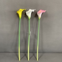 Jy-0038 Fleur artificielle Calla Lily à double tête sur tige unique, taille moyenne, à 2 fleurs, pour décoration de mariage, de maison et d'arrangements en vase