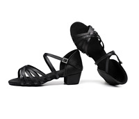Chaussures de danse latine et salsa montantes pour femmes, en tissu de coton, à talon plat et bout ouvert, tendance mode printemps-été en maille