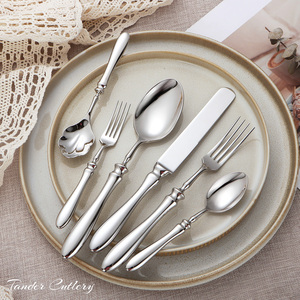 Cao cấp giả mạo thép không gỉ 304 thiết lập dao kéo đám cưới sang trọng bạc Flatware <span class=keywords><strong>Set</strong></span> cho nhà hàng khách sạn - Product Image 1