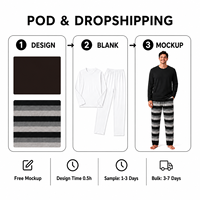 Ensemble de pyjamas de Noël personnalisés à rayures noires pour toute la famille, vêtements de nuit en polyester pour hommes, femmes et enfants, livraison directe POD MOQ 1PC
