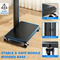 Support TV mobile en bois de qualité supérieure, pivotant, réglable en hauteur, avec roulettes et étagères de rangement pour téléviseurs de 32 à 75 pouces