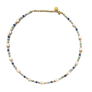 Contraste couleur bleu crème glacée clavicule chaîne vacances Ins été Turquoise femmes longue graine perle et perle collier bijoux - Product Image 5