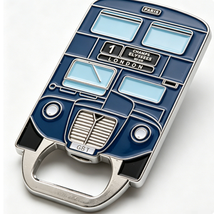 Décapsuleur en métal Bus de Londres, émail bleu, plaqué argent, souvenir, cadeau - Product Image 5