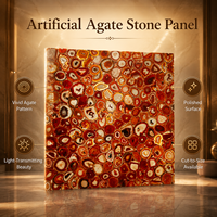 Dalle de Luxe en Agate Rouge Translucide Rétroéclairée pour Panneau Mural Décoratif, Plan de Bar, Carrelage de Sol pour Salon et Cuisine, Résistante au Feu et à l'Eau