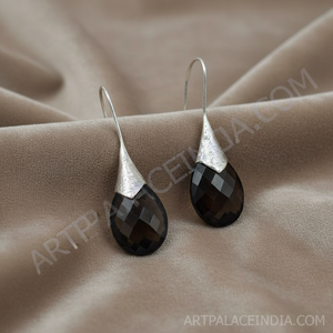 Art Palace Pendientes colgantes con bisel de plata 925 y ónix en forma de gota de agua, joyería clásica para mujer, uso diario - Product Image 2