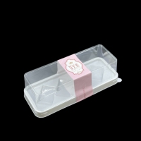 Boîtes à gâteaux longues jetables en plastique PET transparent à 5 compartiments avec couvercle transparent, taille et logo personnalisés pour l'emballage alimentaire