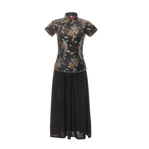 Ropa Tradicional <span class=keywords><strong>Tang</strong></span> para <span class=keywords><strong>Mujer</strong></span>, Camisa de Manga Corta, Top Cheongsam Vintage con Falda, Estilo <span class=keywords><strong>Chino</strong></span>, Ropa <span class=keywords><strong>Tang</strong></span>, Tops Qipao - Product Image 2