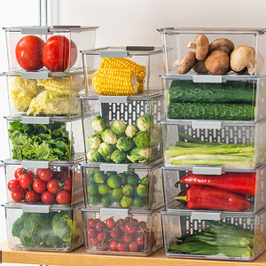 Kitchen <b>Storage</b> Boxes Rectangle With Lid For Fridge Vegetable Fruit Food Preservation Organizers - Product Image 2
