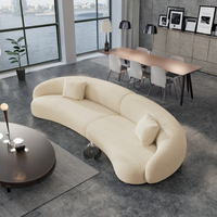 Nouveau design de meubles pour la maison, prix bas, grand canapé sectionnel moderne confortable en velours blanc crème à trois places, appartement, salon