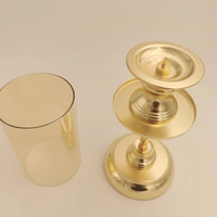 Pièces centrales Décoration de mariage Métal Or Grand ouragan Bougeoirs pour bougies pilier