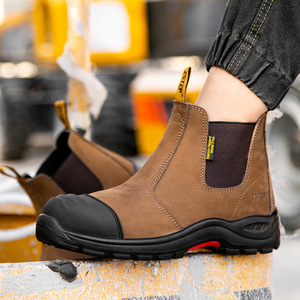 YINGSHOU stivale di sicurezza Chelsea vera pelle stivali di sicurezza industriale Anti-foratura scarpe di sicurezza per gli uomini - Product Image 3