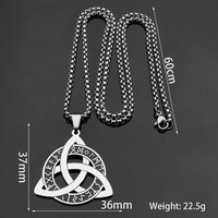 Collier unisexe en acier inoxydable avec chaîne à maillons carrés, nœud celtique viking nordique, pendentif rune vintage, fabriqué en Chine