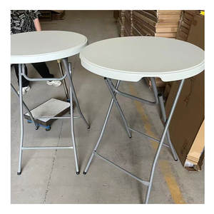 Açık parti kiralama fabrika doğrudan Hdpe plastik katlanır yuvarlak demir kokteyl masaları partiler olaylar kiralama - Product Image 2