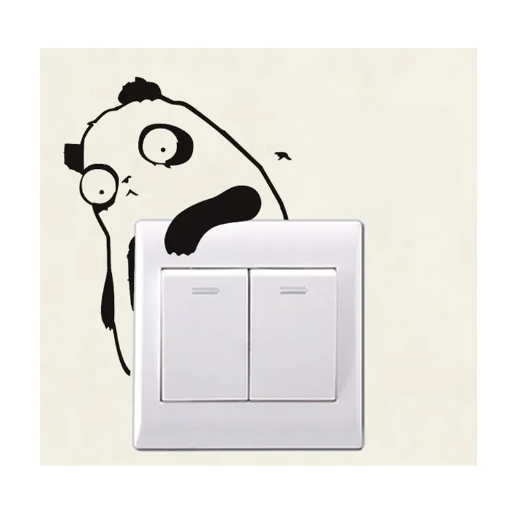 Saklar Stiker Dekorasi Lampu Panda, Stiker Decal Dinding Dekoratif Dapat Dilepas