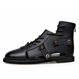 Summer new high-top lace-up Roman <b>sandals</b> with intricate designs, elegant feel, retro style, versatile, back zipper, men’s shoes - Product Image 4