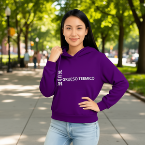 Sudadera con Capucha para Mujer, Color Morado, Térmica, Tejido Grueso, Manga Larga, Informal, para Otoño, con Bolsillos, Logotipo en la Manga Izquierda - Product Image 2