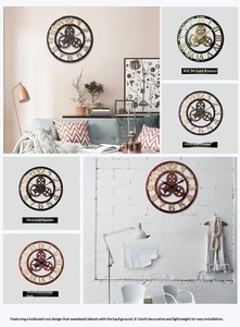 Horloges murales rétro 3D Gear, style rustique vintage en bois, grande taille 23 pouces, horloge murale à quartz silencieuse pour hôtel, restaurant - Product Image 4