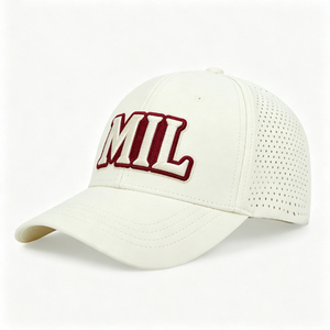 หมวกแก๊ปปักโลโก้แบบกำหนดเอง 5 แผง ปีกโค้ง กันน้ำ แห้งเร็ว ระบายอากาศด้วยเลเซอร์ ตาข่าย หมวกกอล์ฟ หมวกเบสบอล พร้อมเชือก - Product Image 1