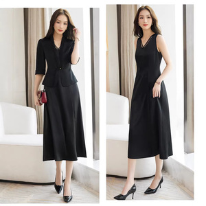 Women's Elegant Black Satin Blazer Mid Sleeve Slim Fit Casual Summer Style With Pocket Solid Color - Product Image 1