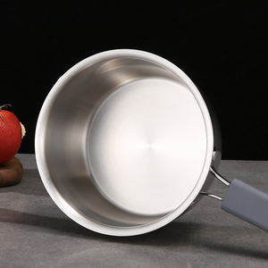 Marmite à soupe et à bouillon en acier inoxydable avec couvercle en verre, compatible induction et gaz, casserole à long manche 16 cm - Product Image 3