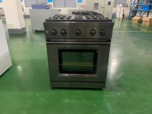 30 pouces 4,63 pieds cubes Cuisinière de cuisine 4 brûleurs à gaz et four électrique à convection, acier inoxydable PVD noir et accents noir mat - Product Image 3