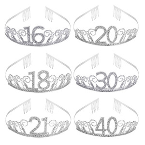 Corona con Numero per Compleanno 15 16 18 Anni, Decorazioni per Torte, Forniture per Feste, Matrimoni e Festività - Product Image 1