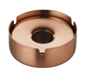 Cendrier Palu PVD en cuivre et acier inoxydable avec couvercle pivotant 10 cm, cendrier métallique coupe-vent pour hôtel, restaurant, bar, terrasse extérieure - Product Image 1