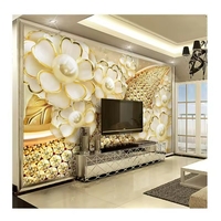Personnalisé 3d Mural De Luxe Bijoux D'or Fleur Papier Peint Salon Tv Fond Mural