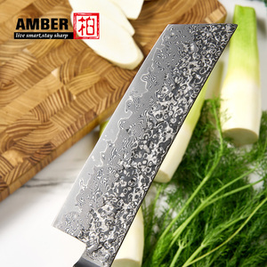 Bộ dao bếp AMBER Premium 67 lớp thép Damascus VG10, gồm dao đầu bếp, dao Santoku, dao Nakiri, cán gỗ đặc - Product Image 3