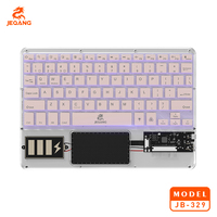 Jeqang JB-329 RGB Backlit Transparan untuk Keyboard Nirkabel Bluetooth dengan Touchpad Plastik Kompatibel dengan Tablet Laptop