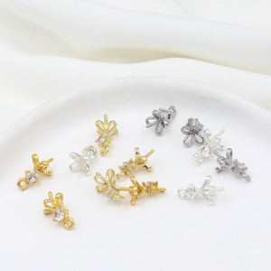 Pendentif DIY en or 18 carats avec fermoir en forme d'œil de mouton, support de perle micro-incrusté de zircon, support de perle vide, support de perle B31B - Product Image 3