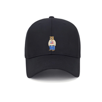 Gorra de béisbol minimalista de 6 paneles, beige, con parche bordado termoadhesivo de oso de suéter, estilo urbano, 100% algodón, unisex, hebilla metálica, cuatro