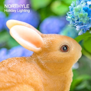 Solar conejo escultura luz LED jardín 3D Anime lámparas al aire libre Pascua decoración bonita decoración de vacaciones - Product Image 5