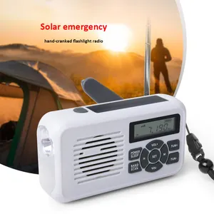 Vofull新しい屋外防災ラジオソーラーハンドクランク多機能携帯電話充電ポータブルラジオ