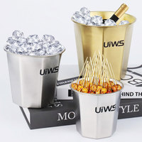 Source transfrontalière 304 seau à glace en acier inoxydable petit stockage à froid en métal moderne pour Champagne bière-pour les fêtes