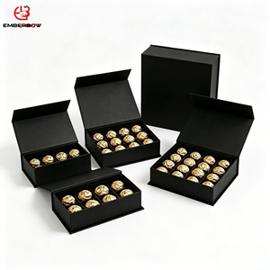 Boîte à chocolat magnétique de luxe écologique réutilisable et recyclable avec logo personnalisé EBB, emballage cadeau festif - Product Image 1