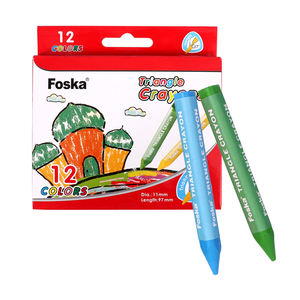 Foska 12种不同的鲜艳颜色易于容纳大三角形可洗幼儿蜡笔，适合2-4岁儿童着色 - Product Image 1