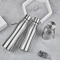 Nouveau design bouteille d'eau en forme de gourde en acier inoxydable bouteille d'eau de sport à paroi unique de 1000ml