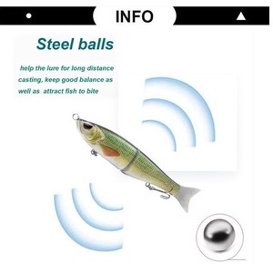 Nouvel Arrivage <span class=keywords><strong>Leurre</strong></span> de Pêche 17,8 cm 62g 2 Sections, Type Glide <span class=keywords><strong>Bait</strong></span> avec Queue Souple, Wobbler Dur, Sonnette et Mouvement Coulissant - Product Image 4