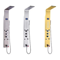 MCBKRPDIO Système de panneau de douche massant à 3 jets effet cascade et pluie intense avec douchette en acier inoxydable pour hôtels, coloré