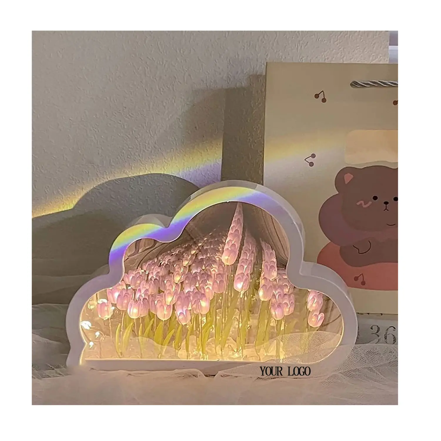 חדש בעבודת יד ענן צבעוני מראה אור DIY LED שולחן אורות מיטה רומנטית צבעונים מנורת שינה בבית קישוט