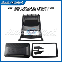 Cadre d'Autoradio Intérieur pour Lecteur DVD Kit de Finition de Tableau de Bord 9 Pouces Compatible RENAULT CLIO MK2 2001-2006