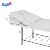 Table de massage thérapeutique portable moderne blanche avec trou pour traitement par ventouses, fauteuil inclinable pour extensions de cils, base électro-plaquée