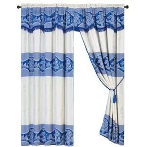 wholesale cheap fancy jacquard rod valance window curtain for living room