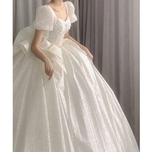 Guangzhou Auyan 2024 nouvelle <span class=keywords><strong>mariée</strong></span> fil principal traînant Sen femmes enceintes rétro Simple Ld <span class=keywords><strong>robe</strong></span> <span class=keywords><strong>de</strong></span> <span class=keywords><strong>mariée</strong></span> blanche pour mariage formel - Product Image 5