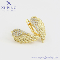 A00907894 XUPING JEWELRY Échantillon Gratuit Bijoux Fantaisie Ailes d'Ange pour Femme Usage Quotidien Boucles d'Oreilles Créoles en Zircon Artificiel Couleur Or 14K