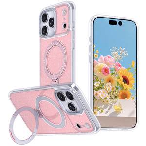<span class=keywords><strong>Coque</strong></span> transparente anti-chute avec support rotatif magnétique en titane pour iPhone 18 Pro Max, 17 Pro et 16 Plus – Nouveauté - Product Image 1