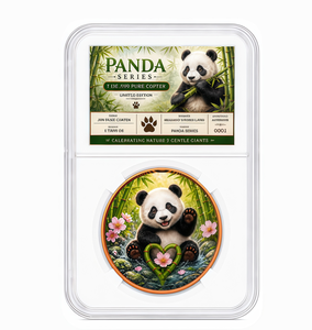 Koin Panda Satwa Liar Tembaga Murni 999 1oz Custom, Dicetak UV, Suvenir Koleksi dengan Kotak Display, Pabrik OEM - Product Image 1