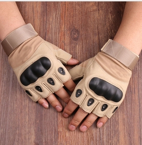 Guantes Tácticos Deportivos DFTG201 de Medio Dedo para Actividades al Aire Libre, Ciclismo, Camping, Caza, con Nudillos Reforzados, Color Caqui - Product Image 3